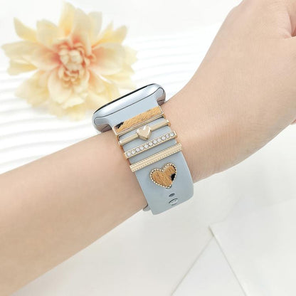 22mm Width Smart Watch Silicone Band Decorative Ring Metal Accessories, Style: Butterfly Gold by bashfashion