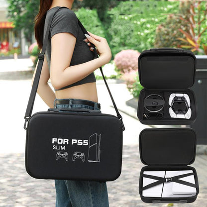 BKANO For Sony PS5 Slim Storage Bag Hard-Shell Shoulder Suitcase Storage Case(Gray) by BKANO