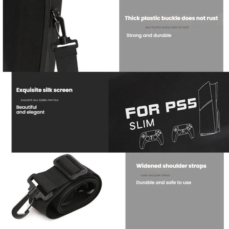 BKANO For Sony PS5 Slim Storage Bag Hard-Shell Shoulder Suitcase Storage Case(Gray) by BKANO