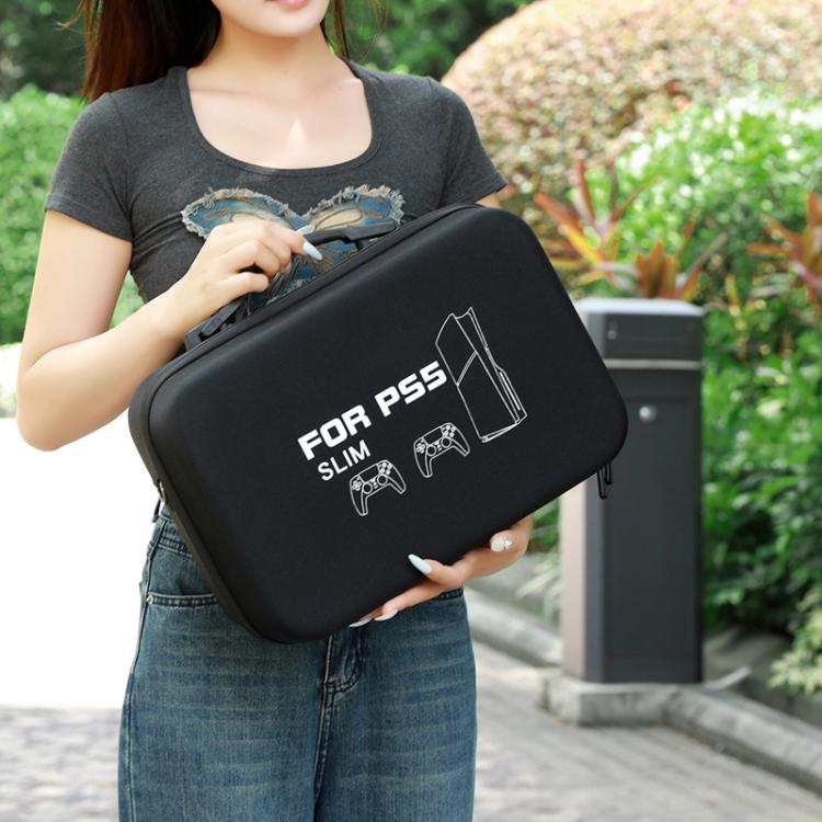 BKANO For Sony PS5 Slim Storage Bag Hard-Shell Shoulder Suitcase Storage Case(Gray) by BKANO