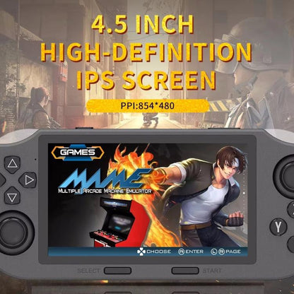 4.5-inch IPS Screen 64G Handheld Game Console Built-in 20000 Games, Model: SF3000 with 2 Handles by bashfashion