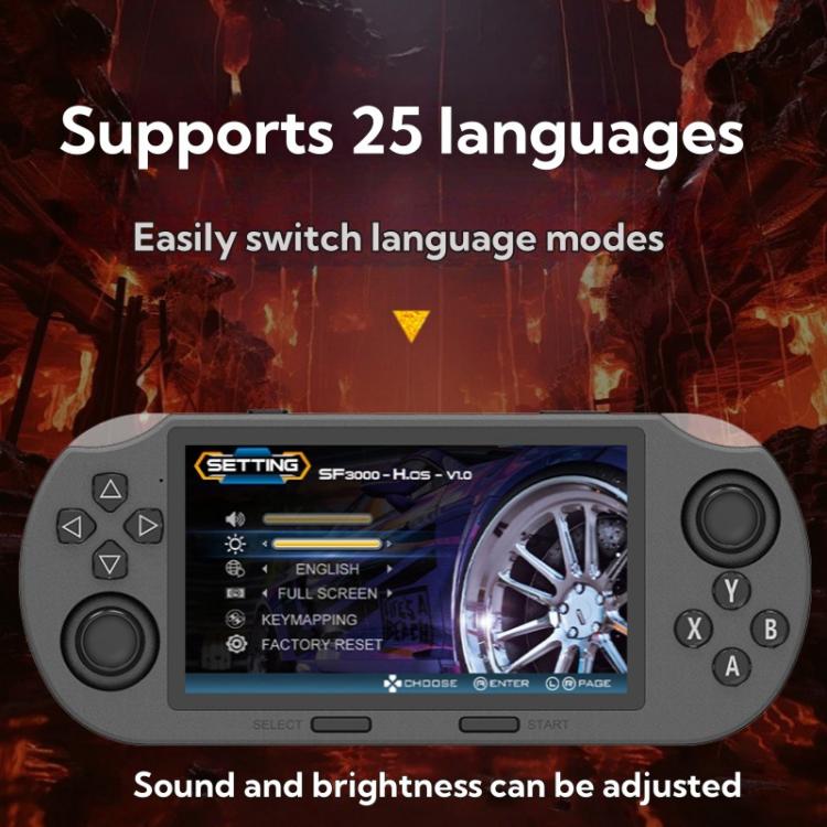 4.5-inch IPS Screen 64G Handheld Game Console Built-in 20000 Games, Model: SF3000 with 2 Handles by bashfashion