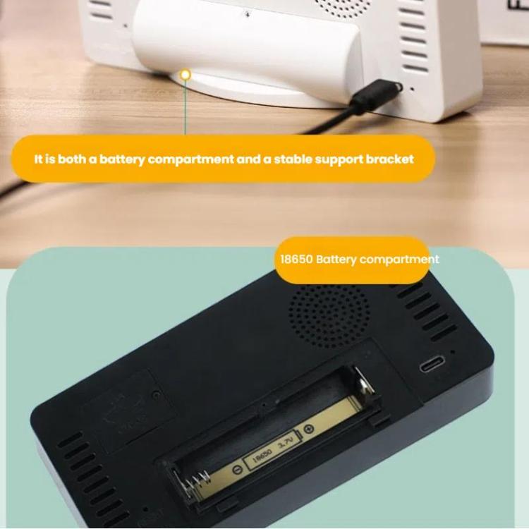 LED Mirror Digital Clock with Type-C Charging Port & 18650 Battery Compartment (Battery Not Included)(Black+Blue) by bashfashion