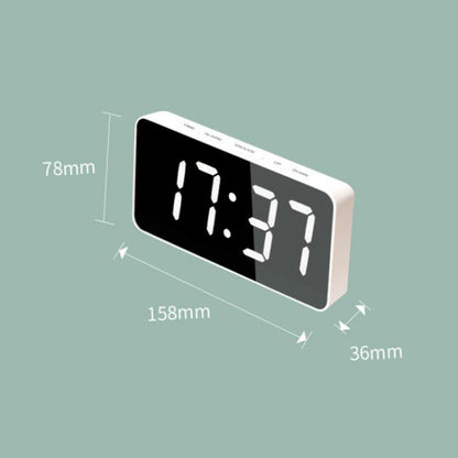 LED Mirror Digital Clock with Type-C Charging Port & 18650 Battery Compartment (Battery Not Included)(White+White) by bashfashion