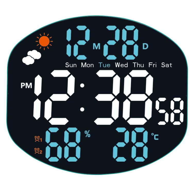 Digital Wall Clock Weather Station Forecast TEMP Humidity 2 Alarm Table Clock With Remote Control(Blue+White) by bashfashion