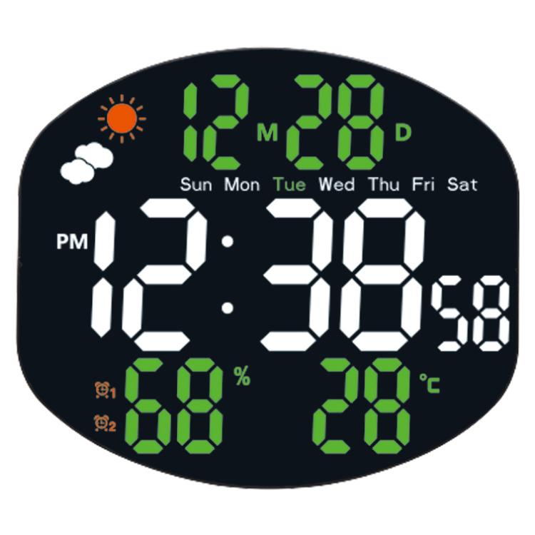 Digital Wall Clock Weather Station Forecast TEMP Humidity 2 Alarm Table Clock With Remote Control(Green+White) by bashfashion