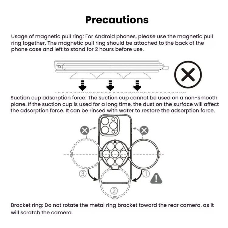 TELESIN MagSafe Suction Cup Mobile Phone Holder Mirror Glass Selfie Mount Portable Silicone Ring Holder(White) by TELESIN