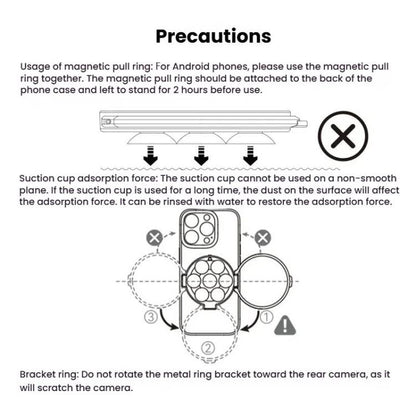 TELESIN MagSafe Suction Cup Mobile Phone Holder Mirror Glass Selfie Mount Portable Silicone Ring Holder(White) by TELESIN