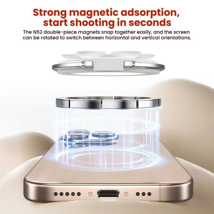 TELESIN MagSafe Suction Cup Mobile Phone Holder Mirror Glass Selfie Mount Portable Silicone Ring Holder(White) by TELESIN