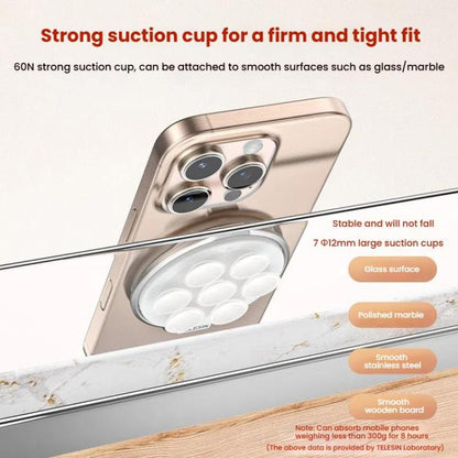TELESIN MagSafe Suction Cup Mobile Phone Holder Mirror Glass Selfie Mount Portable Silicone Ring Holder(White) by TELESIN