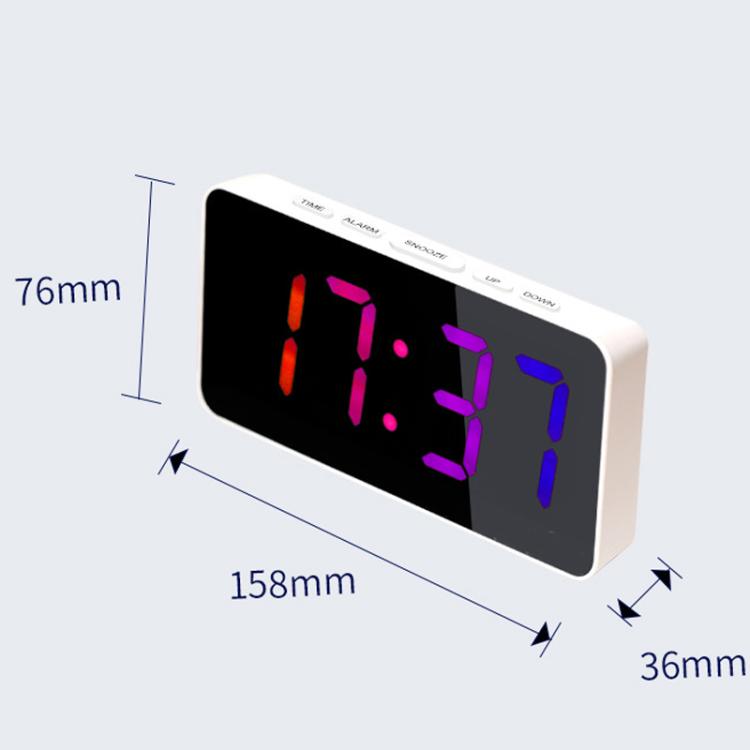 11 Colors Dynamic RGB Digital Alarm Clock 12/24H 6 Levels Brightness 2 Alarms Table Clock(White Shell) by bashfashion