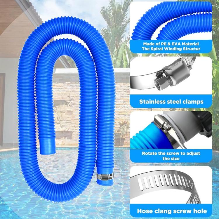32mm Pool Hose + Connector + Screwdriver For Intex 300 GPH/530 GPH, Length: 1.5m White Hose by bashfashion