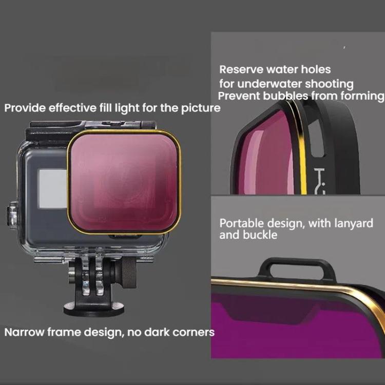 For GoPro 5/6 PGYTECH Deep Diving Snorkeling Filter Waterproof Case(Red) by PGYTECH