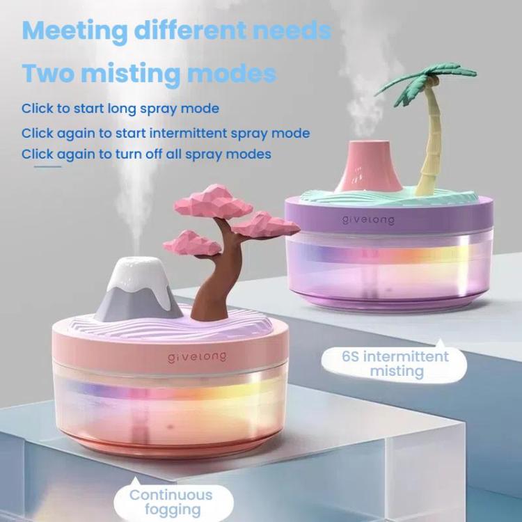 Givelong Mini Portable Landscape Humidifier Plant Pot Hydrator Mister USB Car Spray Aromatherapy Diffuser(Coconut Tree) by Givelong