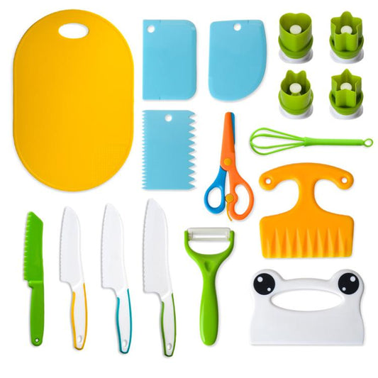 17 In 1 Children Plastic Cooking Knife Set Kids DIY Peeler Kicthen Tools by bashfashion