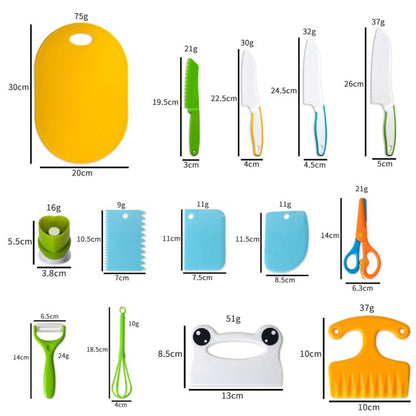 13 In 1 Children Plastic Cooking Knife Set Kids DIY Peeler Kicthen Tools by bashfashion