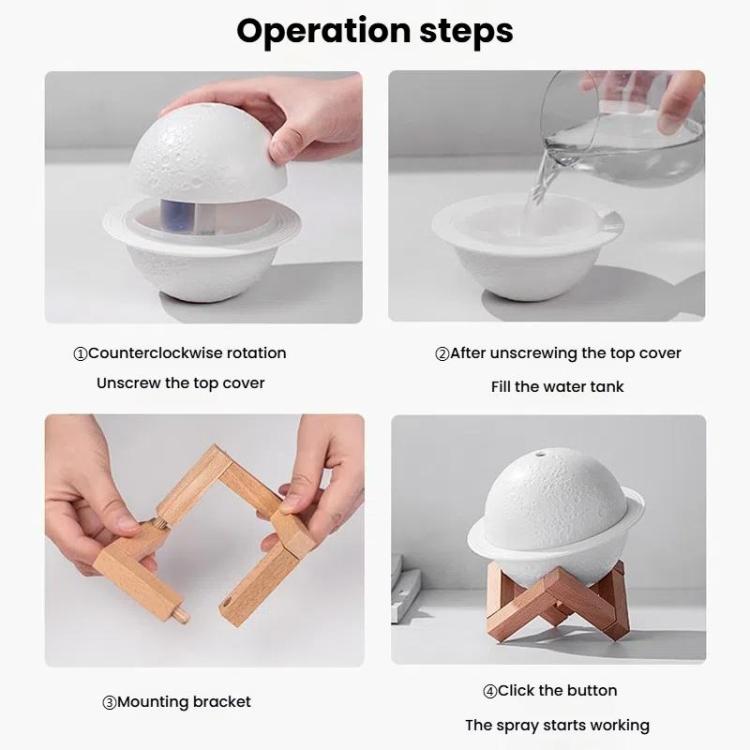 Humidifier USB Large Mist Volume Ambient Light Home Car Aromatherapy Humidifier Decoration Ornament(Moon Planet) by bashfashion