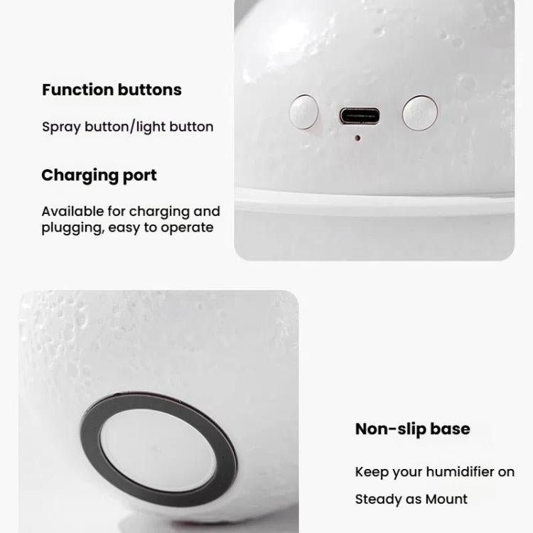 Humidifier USB Large Mist Volume Ambient Light Home Car Aromatherapy Humidifier Decoration Ornament(Moon Planet) by bashfashion