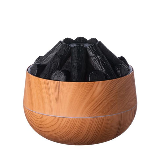 Simulated Charcoal Fire Ambient Night Light Humidifier USB Large Mist Flame Humidifier(Light Wood Grain) by bashfashion