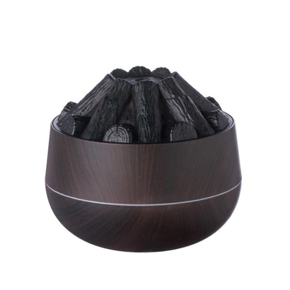 Simulated Charcoal Fire Ambient Night Light Humidifier USB Large Mist Flame Humidifier(Dark Wood Grain) by bashfashion