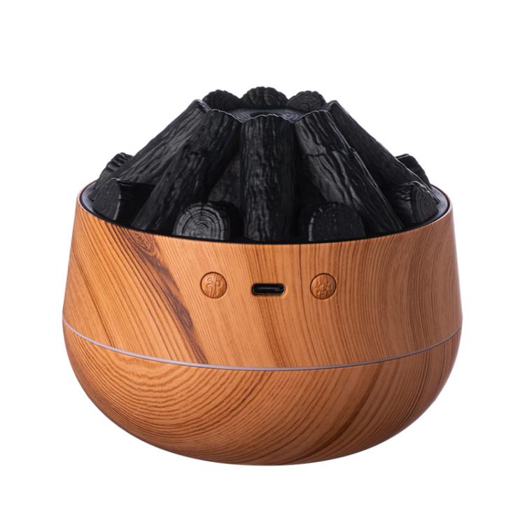 Simulated Charcoal Fire Ambient Night Light Humidifier USB Large Mist Flame Humidifier(Dark Wood Grain) by bashfashion