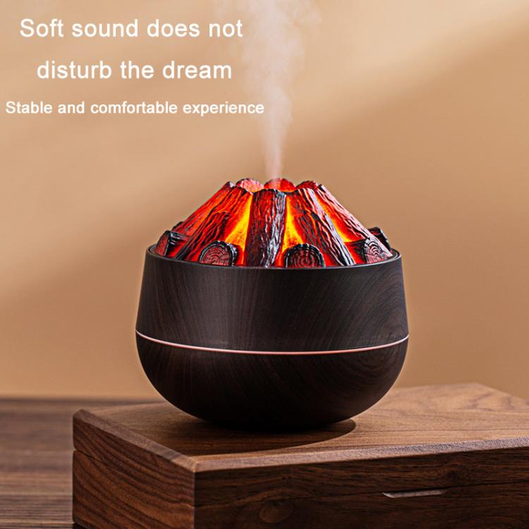 Simulated Charcoal Fire Ambient Night Light Humidifier USB Large Mist Flame Humidifier(Light Wood Grain) by bashfashion