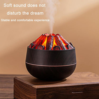Simulated Charcoal Fire Ambient Night Light Humidifier USB Large Mist Flame Humidifier(Light Wood Grain) by bashfashion