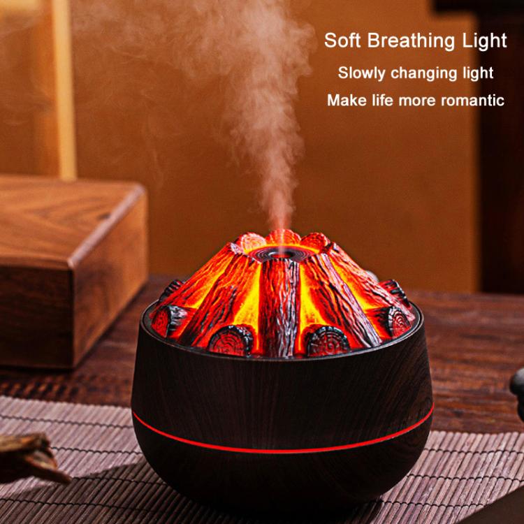 Simulated Charcoal Fire Ambient Night Light Humidifier USB Large Mist Flame Humidifier(Dark Wood Grain) by bashfashion