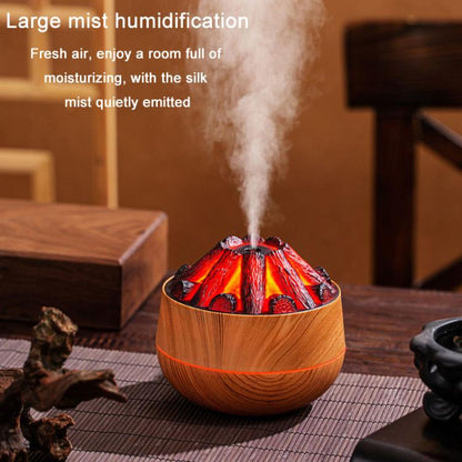 Simulated Charcoal Fire Ambient Night Light Humidifier USB Large Mist Flame Humidifier(Dark Wood Grain) by bashfashion