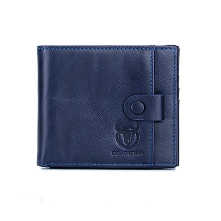 BULL CAPTAIN 038 RFID Anti-Theft Top Layer Cowhide Casual Wallet Driver ID Card Slot Wallet(Blue) by BULL CAPTAIN