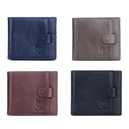 BULL CAPTAIN 038 RFID Anti-Theft Top Layer Cowhide Casual Wallet Driver ID Card Slot Wallet(Blue) by BULL CAPTAIN