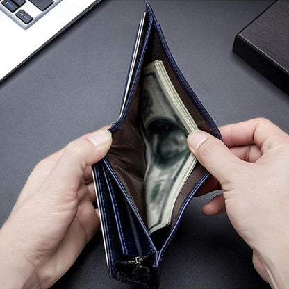 BULL CAPTAIN 038 RFID Anti-Theft Top Layer Cowhide Casual Wallet Driver ID Card Slot Wallet(Coffee) by BULL CAPTAIN