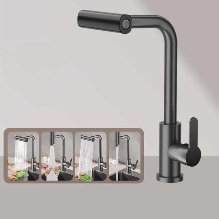 Pull-out Version 4 Modes Waterfall Kitchen Faucet Single Hole Hot/Cold Water Mixer Tap for Sink Black by bashfashion