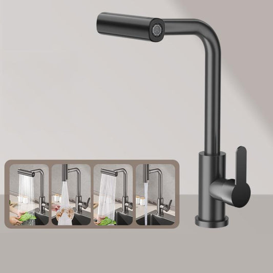 Pull-out Version 4 Modes Waterfall Kitchen Faucet Single Hole Hot/Cold Water Mixer Tap for Sink Black by bashfashion