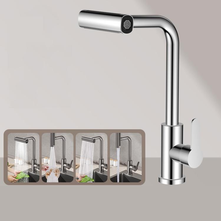 Pull-out Version 4 Modes Waterfall Kitchen Faucet Single Hole Hot/Cold Water Mixer Tap for Sink Silver by bashfashion