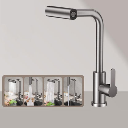 Pull-out Version 4 Modes Waterfall Kitchen Faucet Single Hole Hot/Cold Water Mixer Tap for Sink Gunmetal Grey by bashfashion