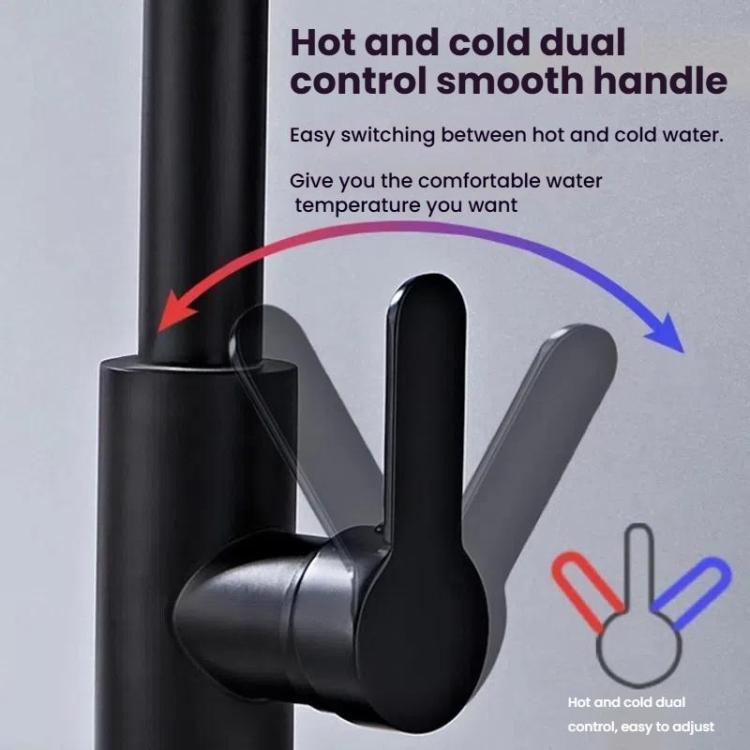 Pull-out Version 4 Modes Waterfall Kitchen Faucet Single Hole Hot/Cold Water Mixer Tap for Sink Black by bashfashion