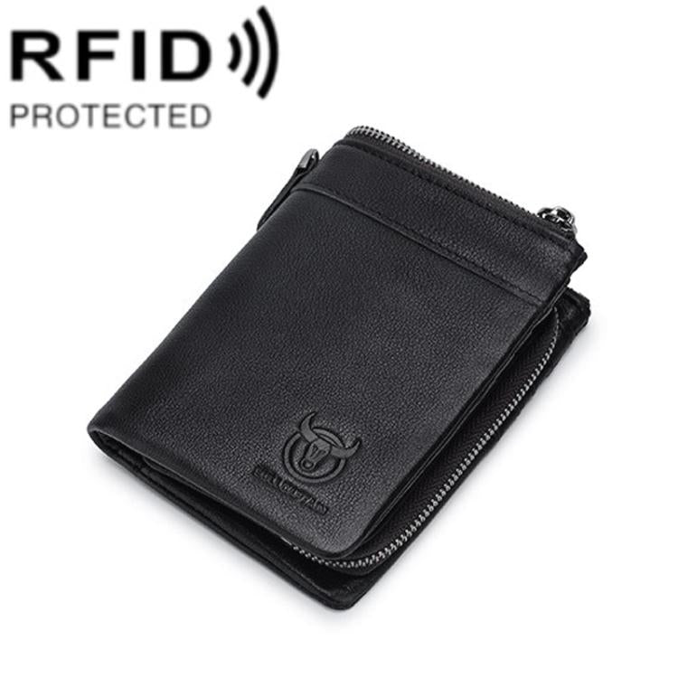 BULL CAPTAIN 050 RFID Anti-theft Top Layer Multi-Slot Wallet with Detachable Coin Purse(Black) by BULL CAPTAIN
