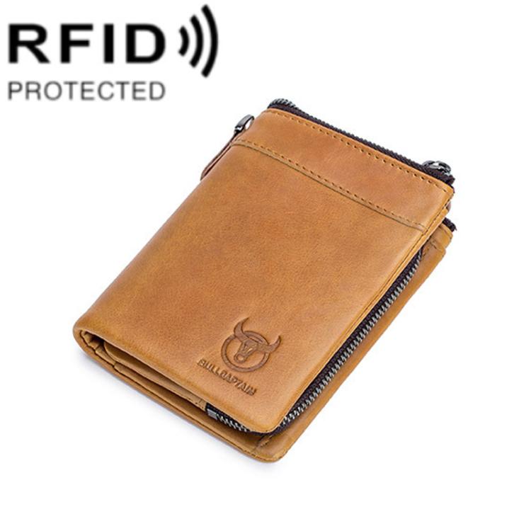 BULL CAPTAIN 050 RFID Anti-theft Top Layer Multi-Slot Wallet with Detachable Coin Purse(Yellow Brown) by BULL CAPTAIN
