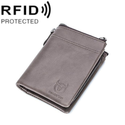 BULL CAPTAIN 050 RFID Anti-theft Top Layer Multi-Slot Wallet with Detachable Coin Purse(Gray) by BULL CAPTAIN