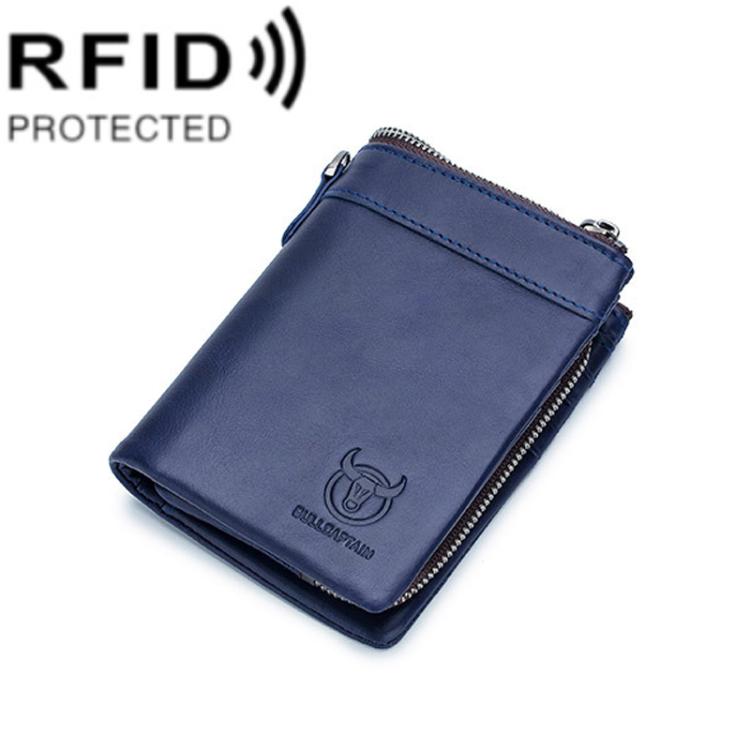 BULL CAPTAIN 050 RFID Anti-theft Top Layer Multi-Slot Wallet with Detachable Coin Purse(Blue) by BULL CAPTAIN
