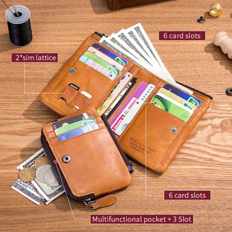 BULL CAPTAIN 050 RFID Anti-theft Top Layer Multi-Slot Wallet with Detachable Coin Purse(Gray) by BULL CAPTAIN