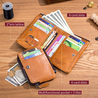 BULL CAPTAIN 050 RFID Anti-theft Top Layer Multi-Slot Wallet with Detachable Coin Purse(Blue) by BULL CAPTAIN