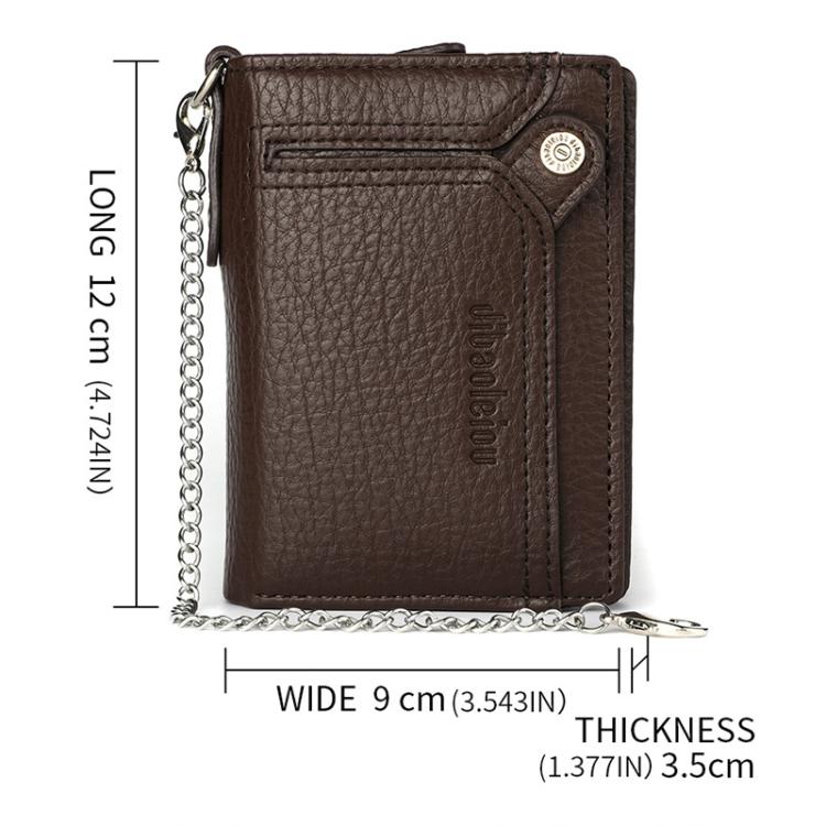 Dibaoleiou Men Anti-Theft Chain Wallet Retro Money Purse Driver License Card Bag Zipper Coin Purse(Brown) by Dibaoleiou