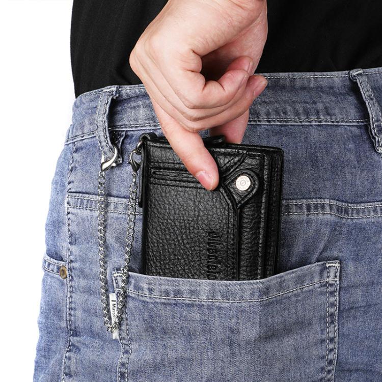 Dibaoleiou Men Anti-Theft Chain Wallet Retro Money Purse Driver License Card Bag Zipper Coin Purse(Coffee) by Dibaoleiou