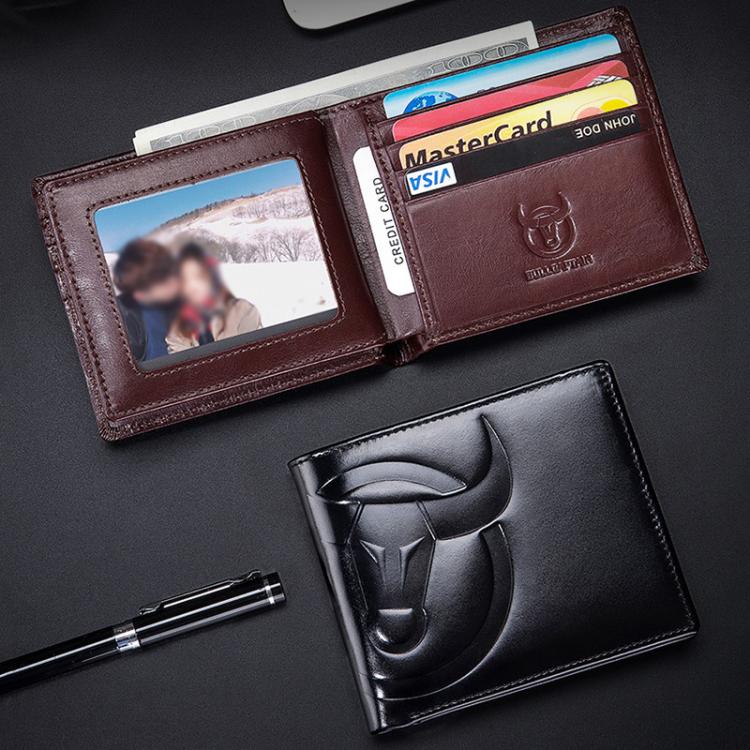 BULL CAPTAIN 0203 RFID Anti-theft Top-layer Cowhide Multiple Card Slots Wallet(Black Vertical) by BULL CAPTAIN