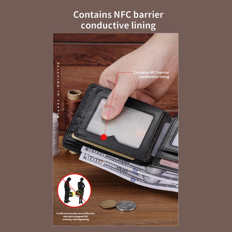 BULL CAPTAIN 07 RFID Anti-theft Top-layer Cowhide Multiple Card Slots Wallet(Gray) by BULL CAPTAIN