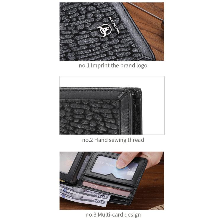 BULL CAPTAIN 07 RFID Anti-theft Top-layer Cowhide Multiple Card Slots Wallet(Gray) by BULL CAPTAIN