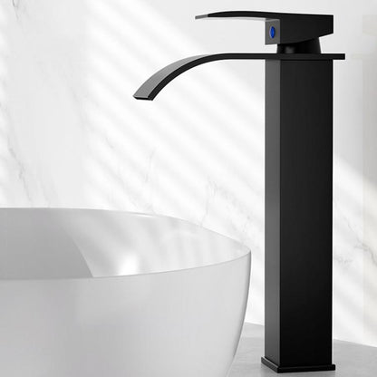 Waterfall Wash Basin Faucet Stainless Steel Hot/Cold Water Mixer Tap for Sink Basin, Spec: High Black by bashfashion