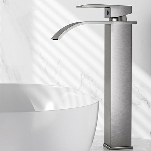 Waterfall Wash Basin Faucet Stainless Steel Hot/Cold Water Mixer Tap for Sink Basin, Spec: High Steel Grey by bashfashion